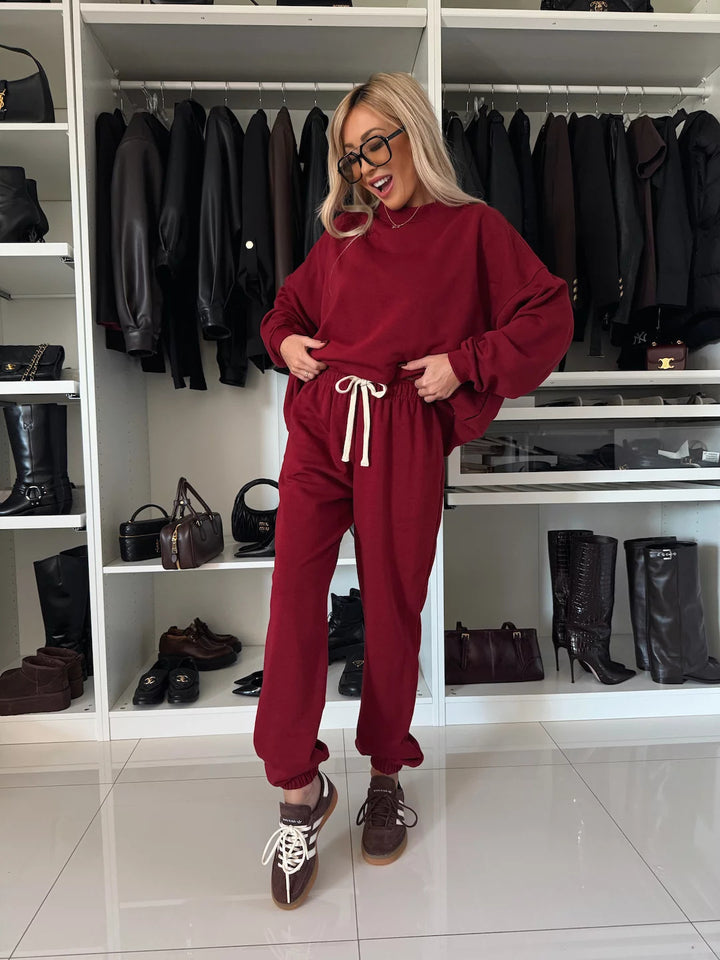 Women's relaxed lounge set made of organic cotton French terry with drawstring, elastic waistband, and ribbed cuffs Mune Fashion