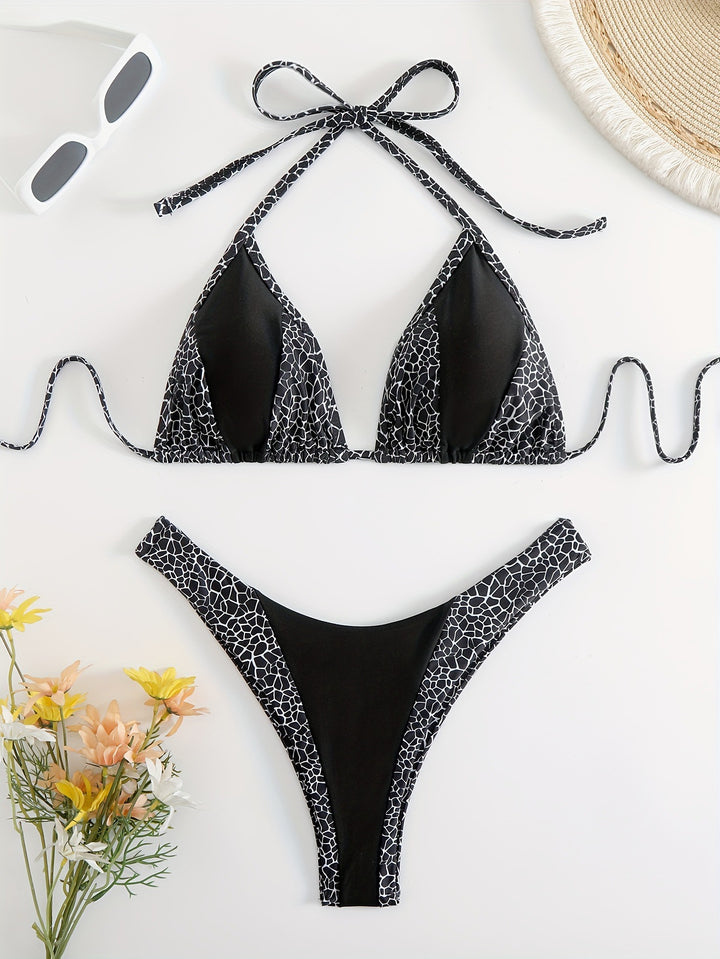 Ladies triangle bikini with stylish giraffe pattern Mune Fashion