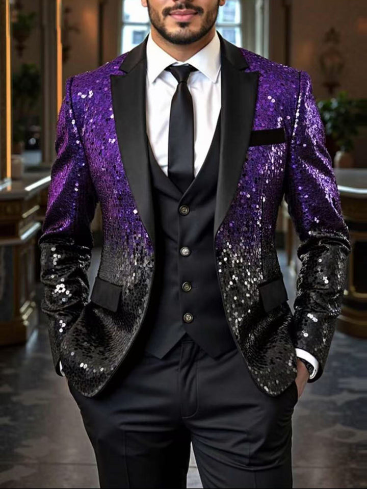 Men's sequin jacket with satin shawl collar and tailored fit Mune Fashion