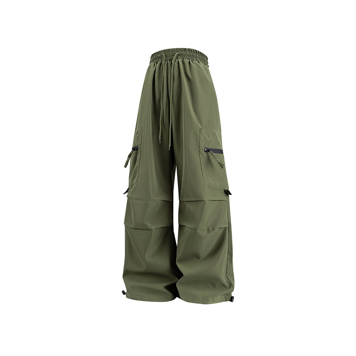 Damen Weite Cargo‑Schlaghose mit hohem Elastbund, Multitaschen und verstellbarem Saum Mune Fashion