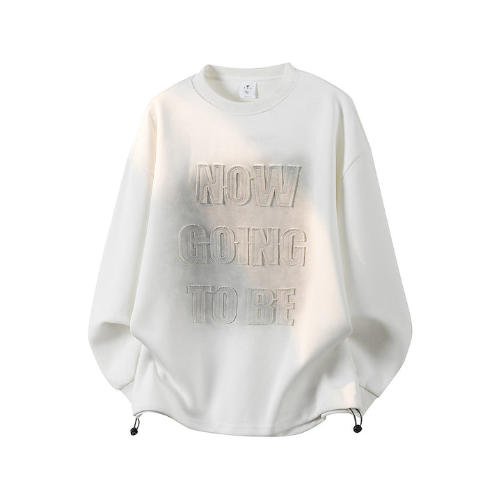 Women's Oversized Sweatshirt with Embroidered Logo, Rounded Hem & Dropped Shoulder Mune Fashion