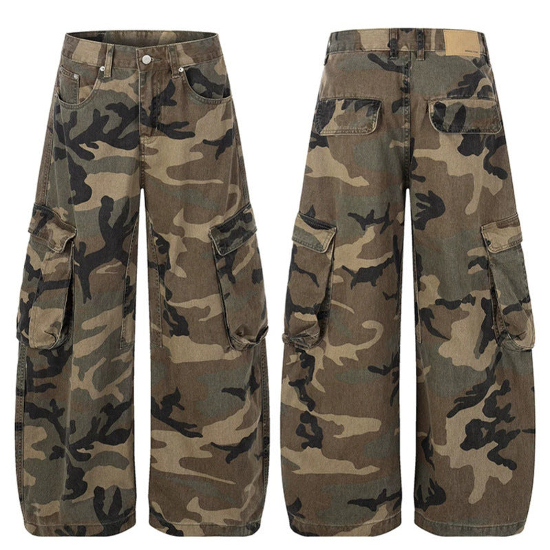 Women's wide cargo pants in camouflage print with multi-pockets Mune Fashion