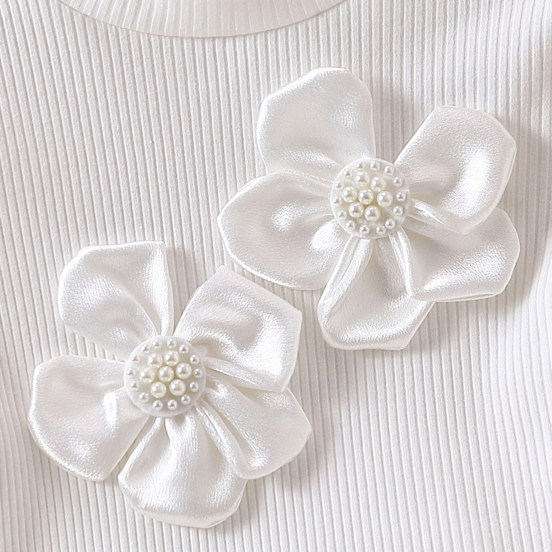 Girls fashionable blouse with transparent puff sleeves and floral accents Mune Fashion