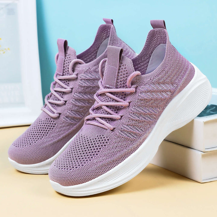 Women’s ergonomic knitted comfort sneakers with targeted ventilation, elastic slip shaft, and shock-absorbing wedge sole Mune Fashion