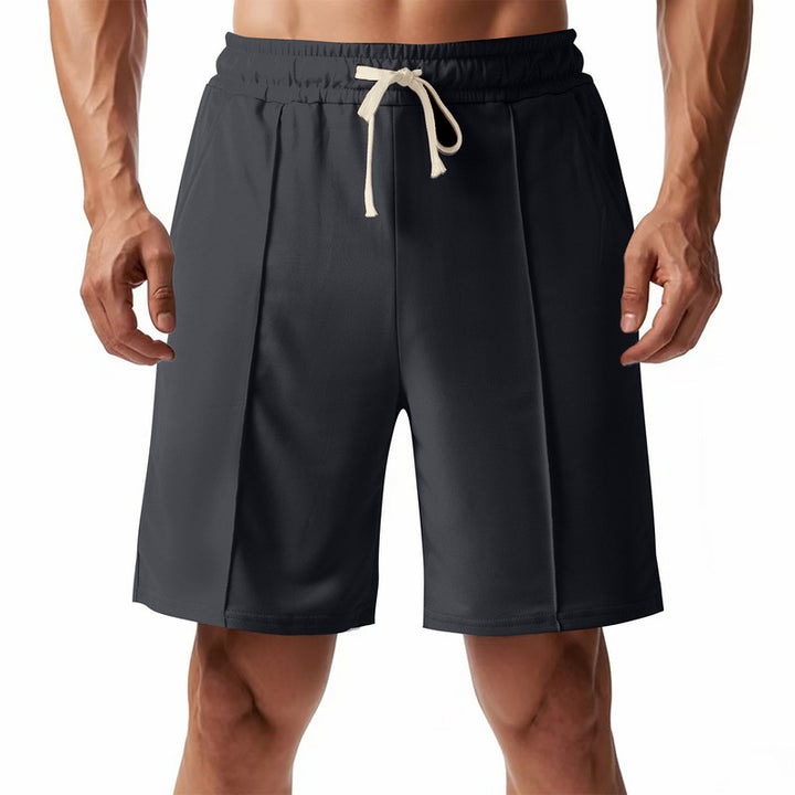 Men's knee-length relaxed Bermuda shorts with flat crease, elastic drawstring waistband and side pockets Mune Fashion