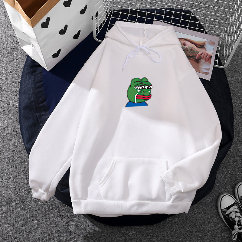 Unisex relaxed-fit hoodie with soft fleece lining, kangaroo pocket and embroidered frog emblem Mune Fashion