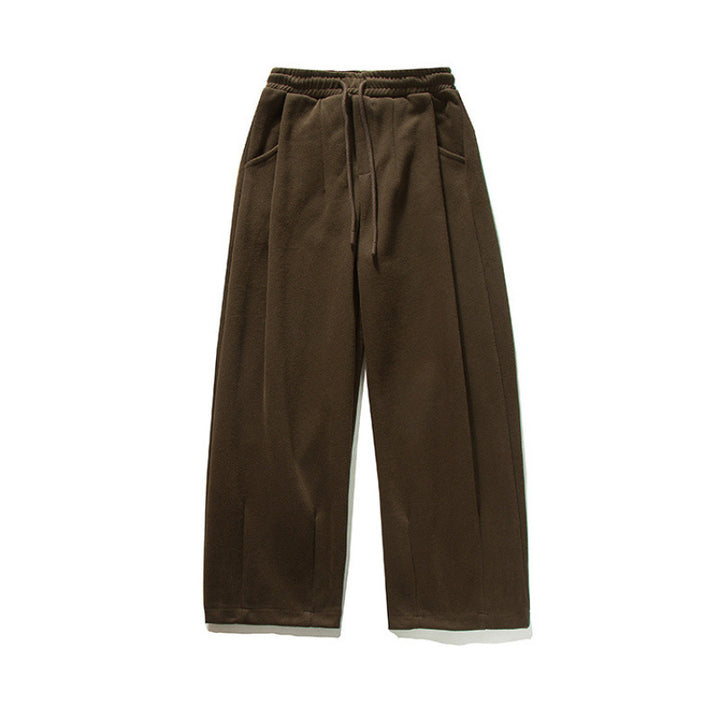 Unisex Wide Jogging Pants with Pleats, Elastic Drawstring and Side Pockets Mune Fashion