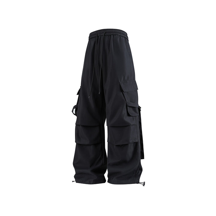 Herren Baggy‑Cargo‑Hose mit modularen Klappfächern, Band‑Details und Kordelbund Mune Fashion