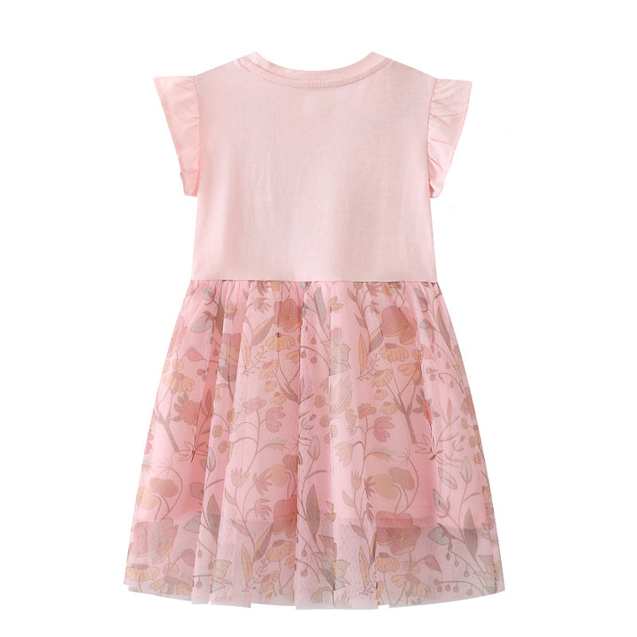 Girls' tulle dress with floral design and adorable bunny appliqués Mune Fashion