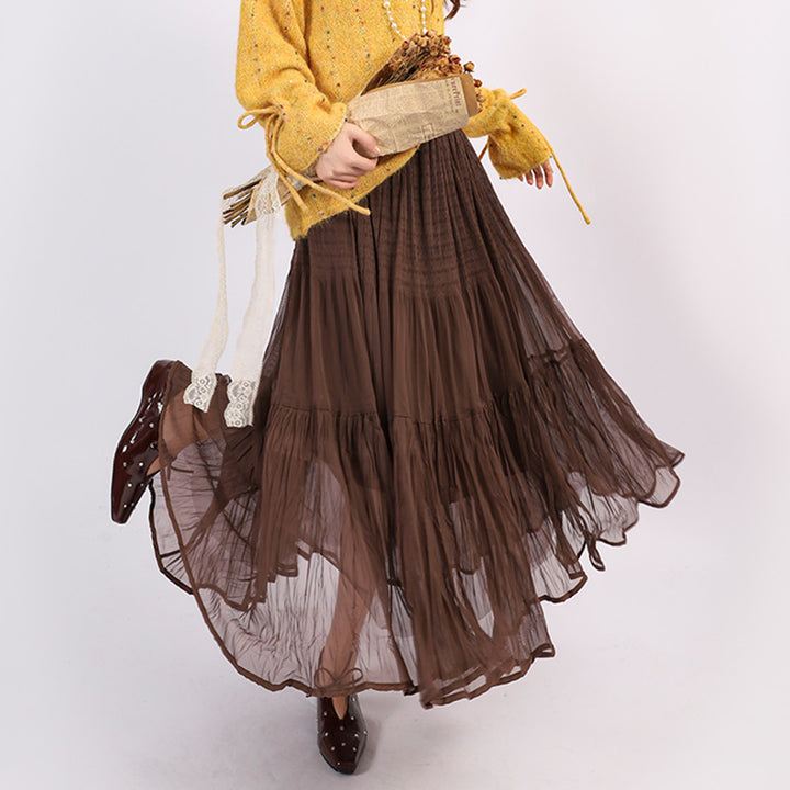 Women's voluminous tiered tulle skirt with elasticated waistband and opaque lining Mune Fashion