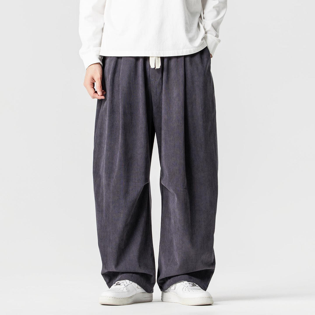 Men's wide cord pants with drawstring, pleats, and relaxed fit Mune Fashion