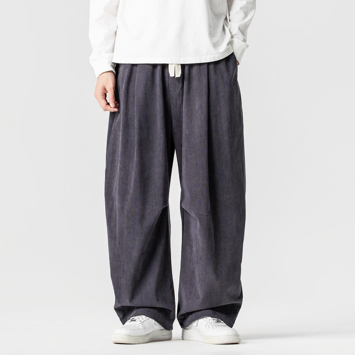 Men's wide cord pants with drawstring, pleats, and relaxed fit Mune Fashion