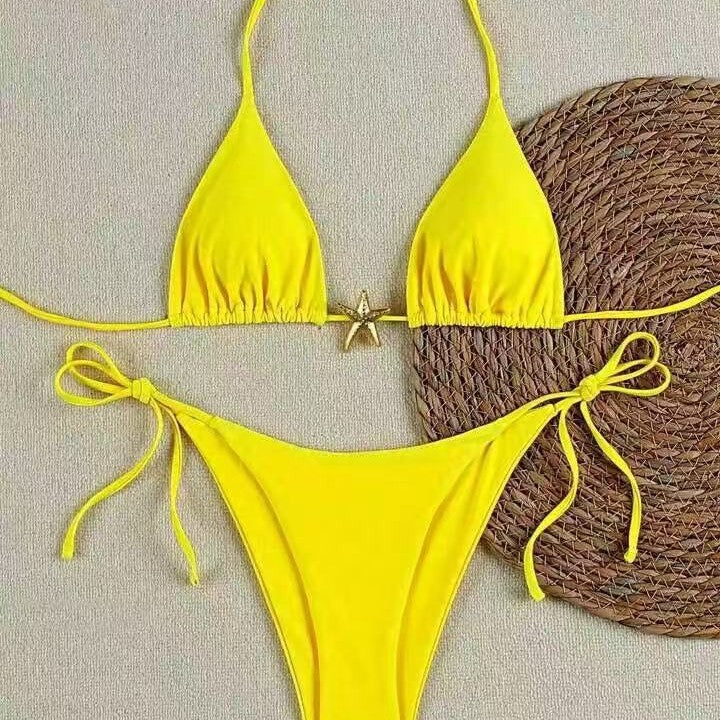Women's bikini set with adjustable triangle top and high waist bottom Mune Fashion