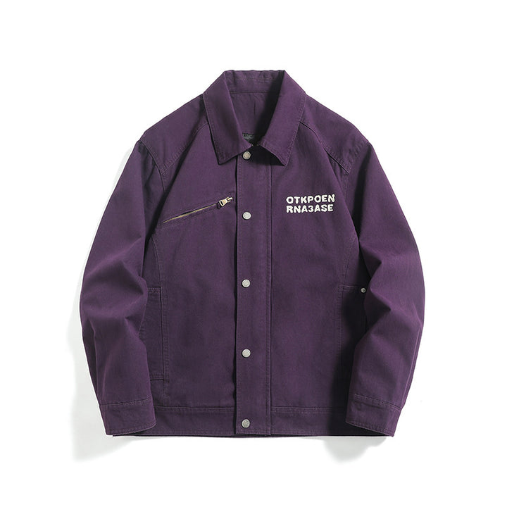 Unisex short jacket in workwear look with diagonal zipper chest pocket Mune Fashion