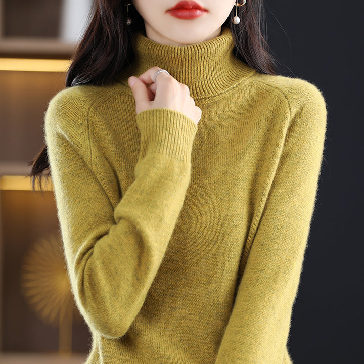 Women's Soft High Collar Sweater made of fluffy Wool Mix with Raglan Sleeves Mune Fashion