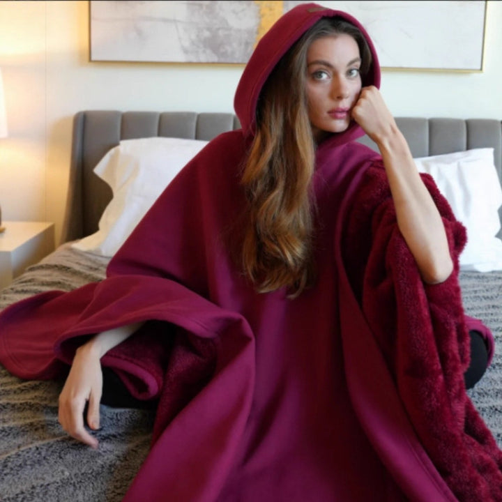 Unisex hooded poncho blanket with soft lining and generous oversized fit Mune Fashion