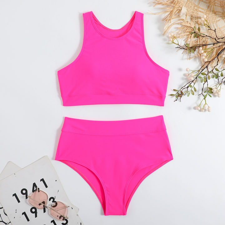 Women's Sports Bikini Set with High Waist and Racerback Mune Fashion