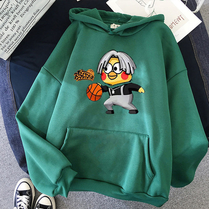 Unisex hooded sweatshirt with comic chick basketball print, kangaroo pocket and soft fleece Mune Fashion