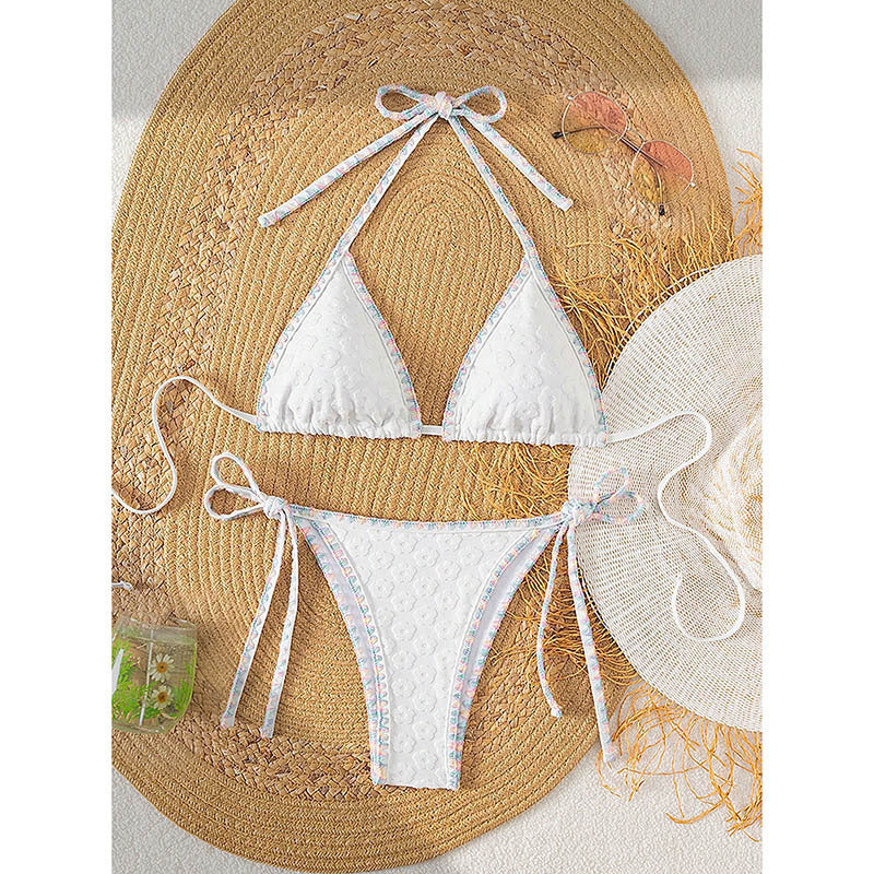 Women Triangle Bikini Set with adjustable straps and ruffle details Mune Fashion
