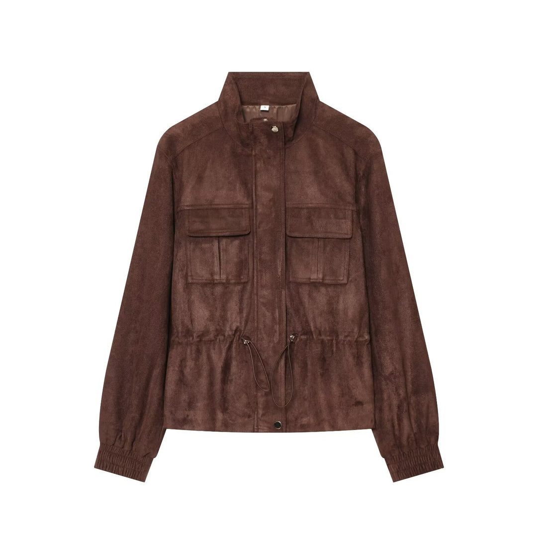 Women's Short Suede-Look Blouson with Drawstring Waist Drune