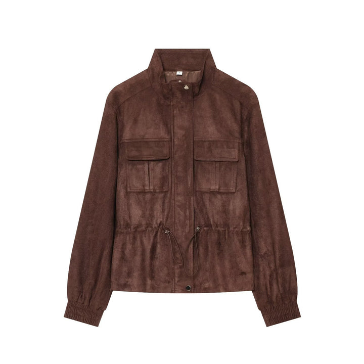 Women's Short Suede-Look Blouson with Drawstring Waist Drune
