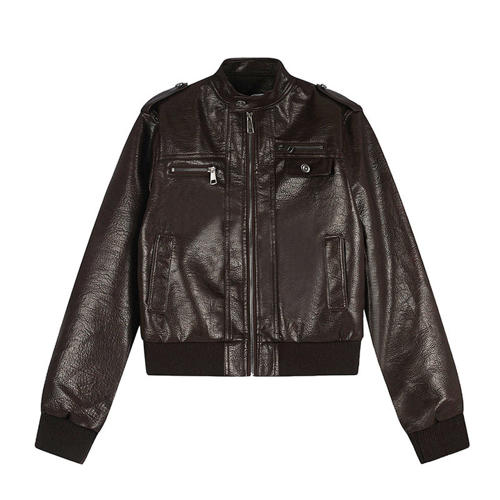 Men's Leather Look Bomber Jacket Mune Fashion