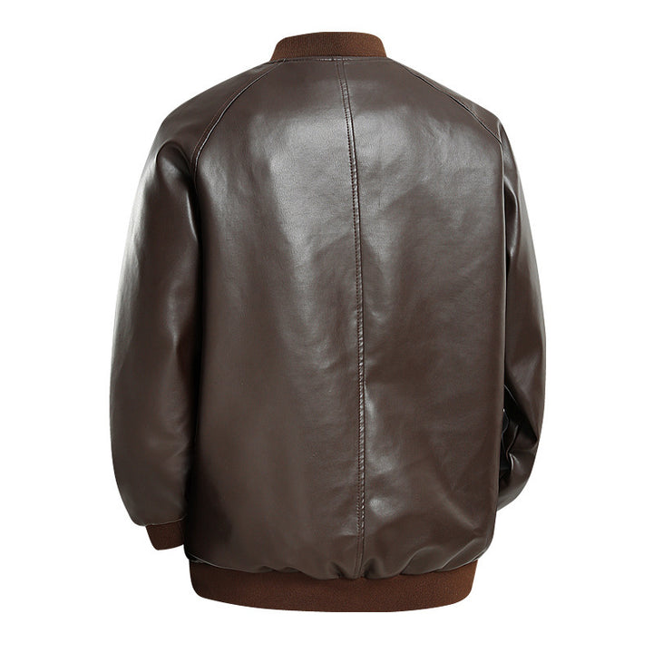 Men's Fashion Leather Bomber Jacket Mune Fashion