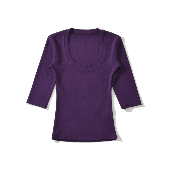 Women's fitted long sleeve with a deep round neckline Mune Fashion