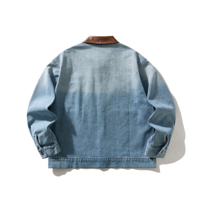 Men's denim jacket in worker look with contrast collar Mune Fashion