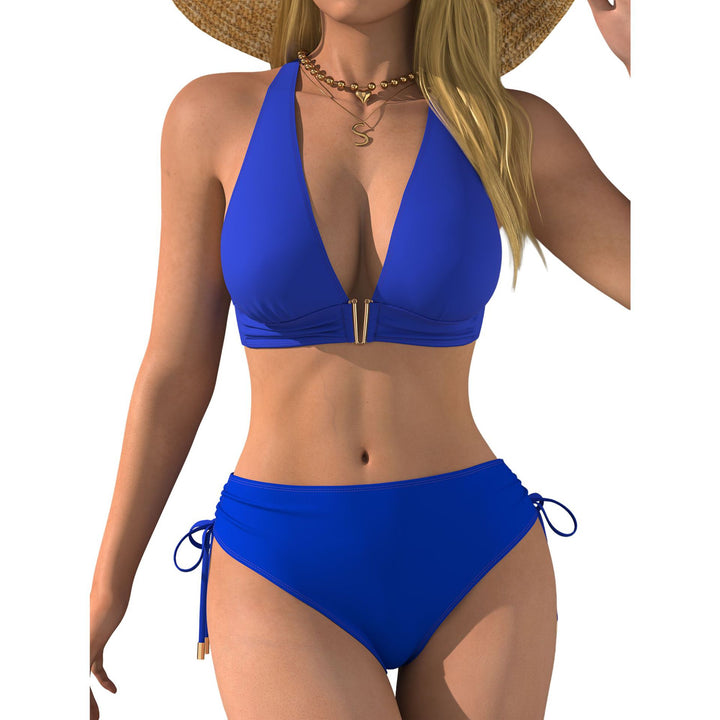 Women Bikini Set with Deep V-Neck and Adjustable Side Band Mune Fashion