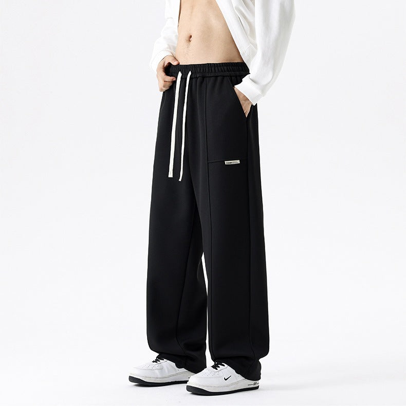 Men's Loose Relaxed Jogging Pants with Drawstring, Multifunctional Pocket & Straight Leg Mune Fashion