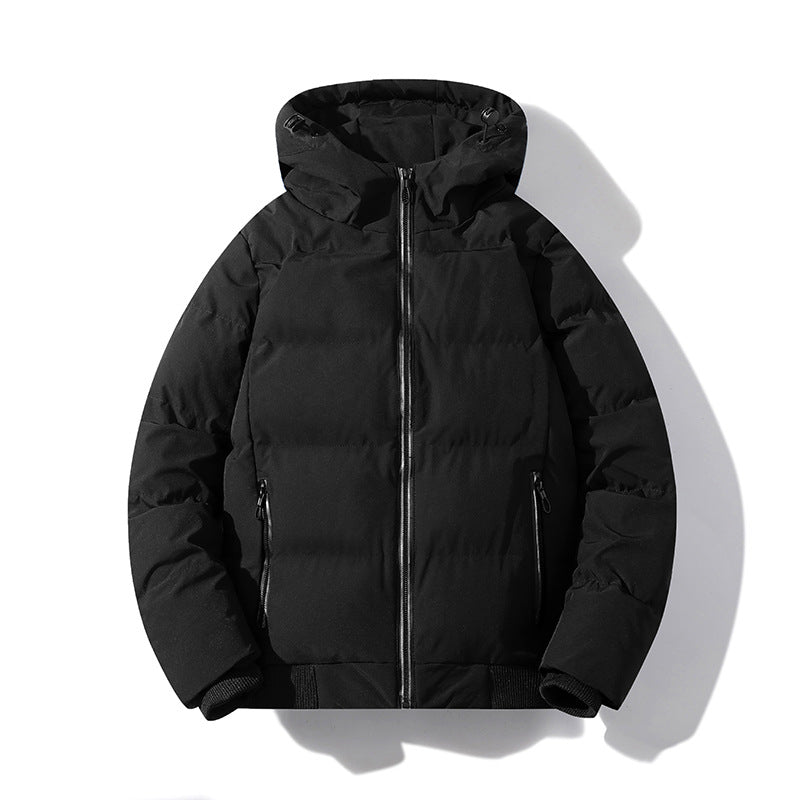 Men's Short Thermal Quilted Jacket with Hood, Matte Surface & Contrast Zippers Mune Fashion