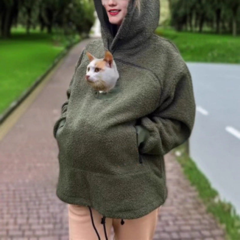 Women’s hoodie with integrated cat cave and extra soft fleece Mune Fashion
