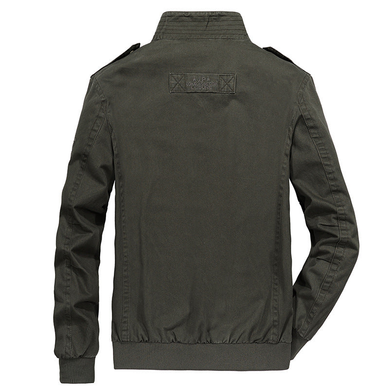 Men's Vintage Canvas Blouson with high closing stand-up collar and mounted flap pockets Mune Fashion