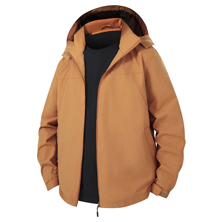 Men's Lightweight Water-Repellent Hooded Shell Jacket with Breathable Mesh Lining and Adjustable Hem Mune Fashion