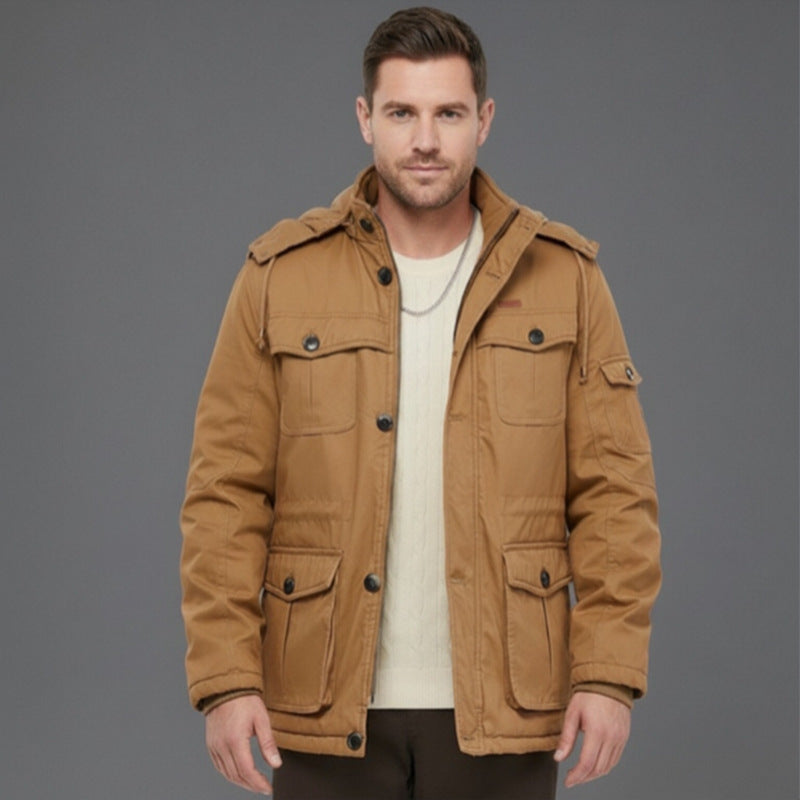 Men's Padded Winter Parka with Hood and Multifunctional Pockets Mune Fashion