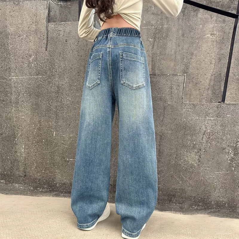 Women's wide jeans with high waistband and elastic insert Mune Fashion
