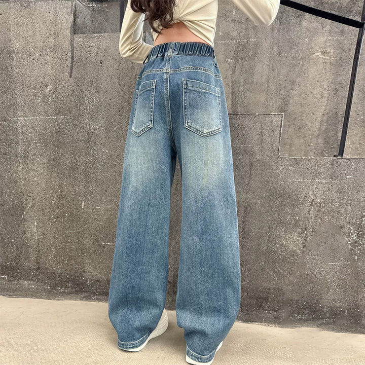 Women's wide jeans with high waistband and elastic insert Mune Fashion