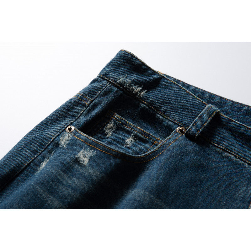 Men's Wide Highwaist Baggy Jeans with Used Wash and Five Pocket Details Mune Fashion