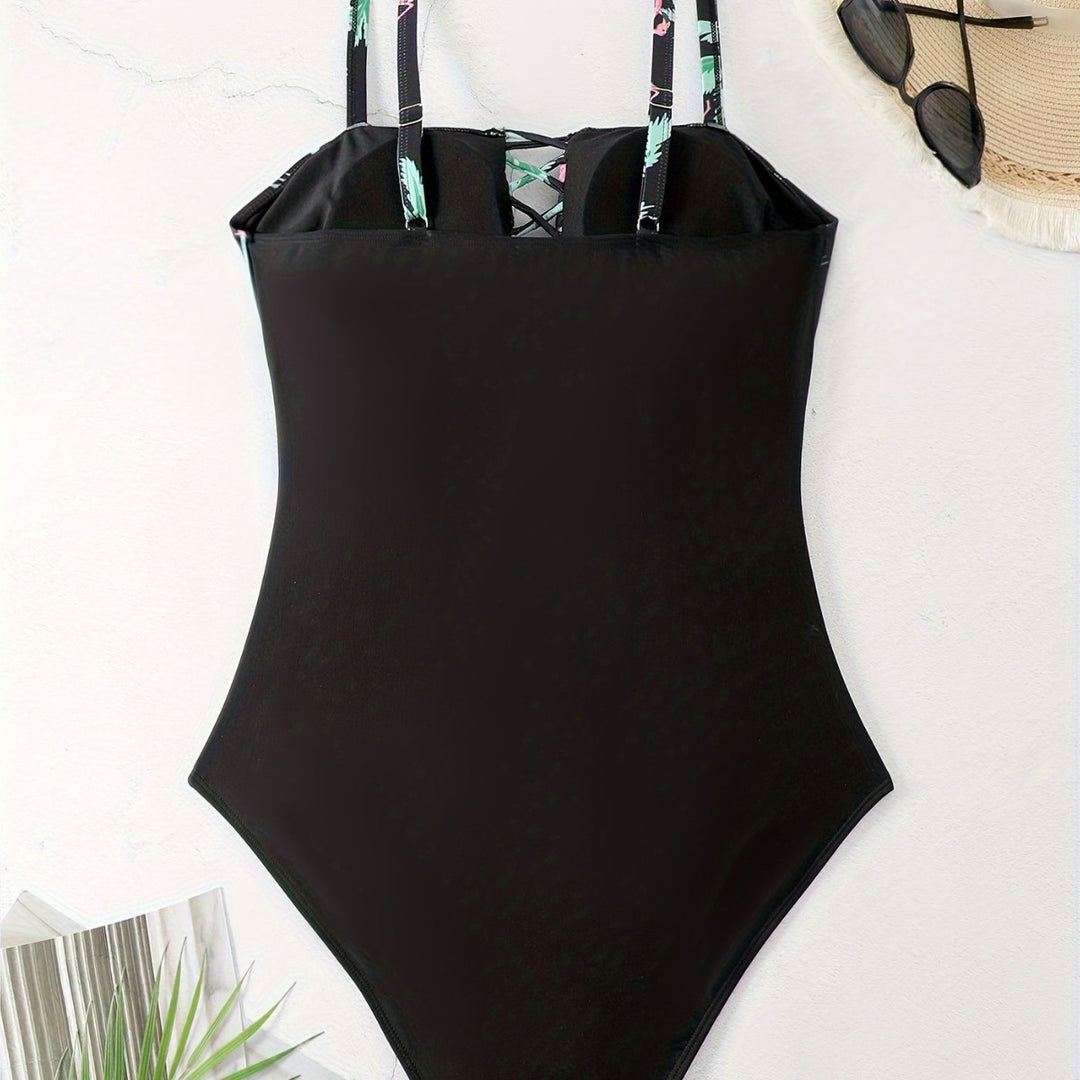 Women's one-piece swimsuit with sophisticated ruffle details and floral top Mune Fashion