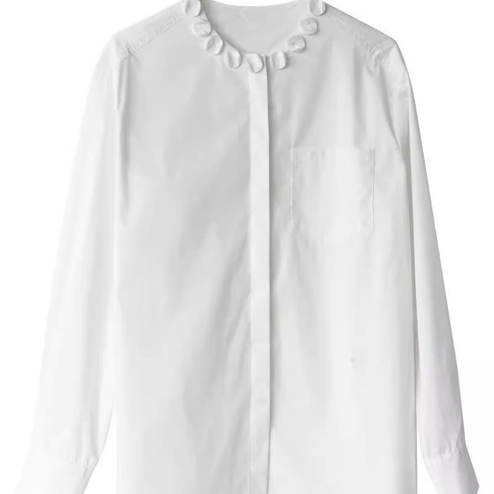 Women's Elegant Blouse with Decorative Collar Mune Fashion
