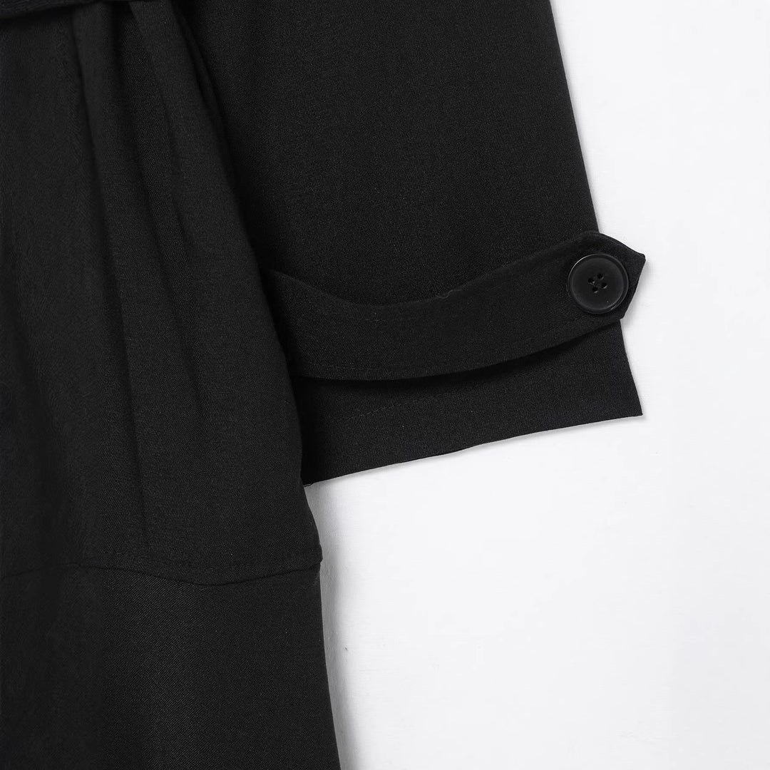 Women's Maxi Trench with figure-flattering tie belt and double button placket Mune Fashion