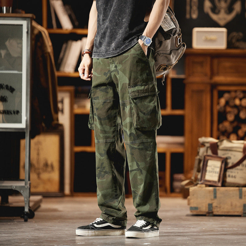 Men's Relaxed-Fit Camouflage Cargo Pants with Side Flap Pockets and Corded Hems Mune Fashion
