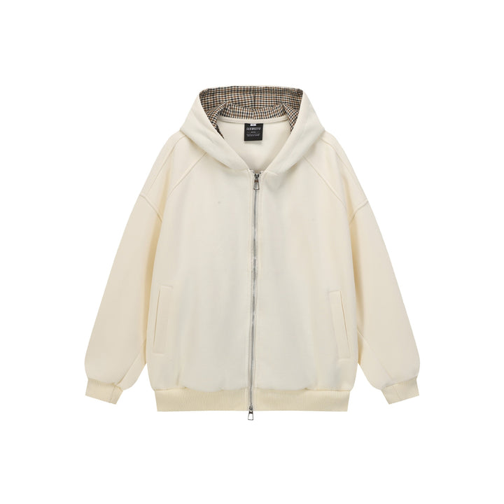 Unisex Oversize Hoodie with two-way zipper and checked lined hood Mune Fashion