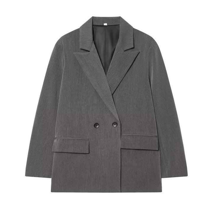 Women's Oversized Double-Breasted Blazer with Flap Pockets Mune Fashion