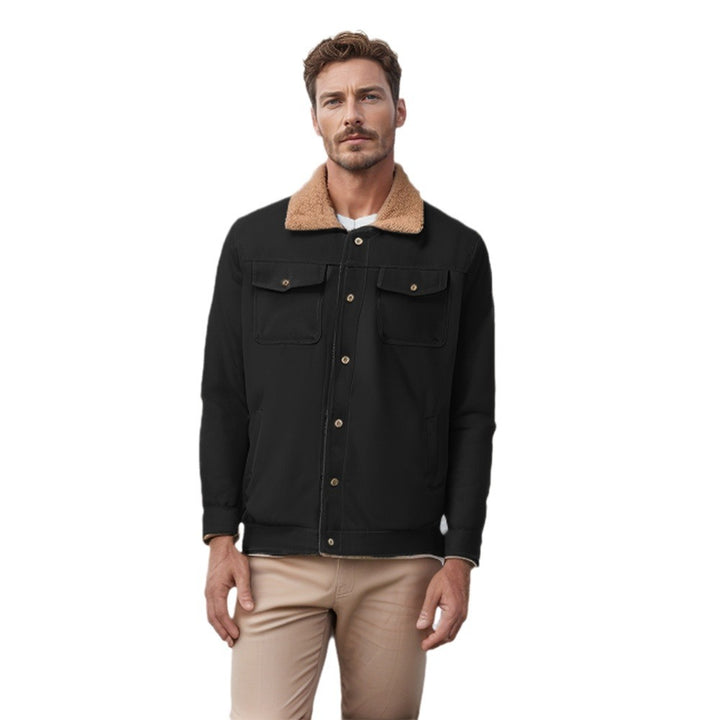 Men's Workwear Jacket with Teddy Collar and Snap Button Placket Mune Fashion