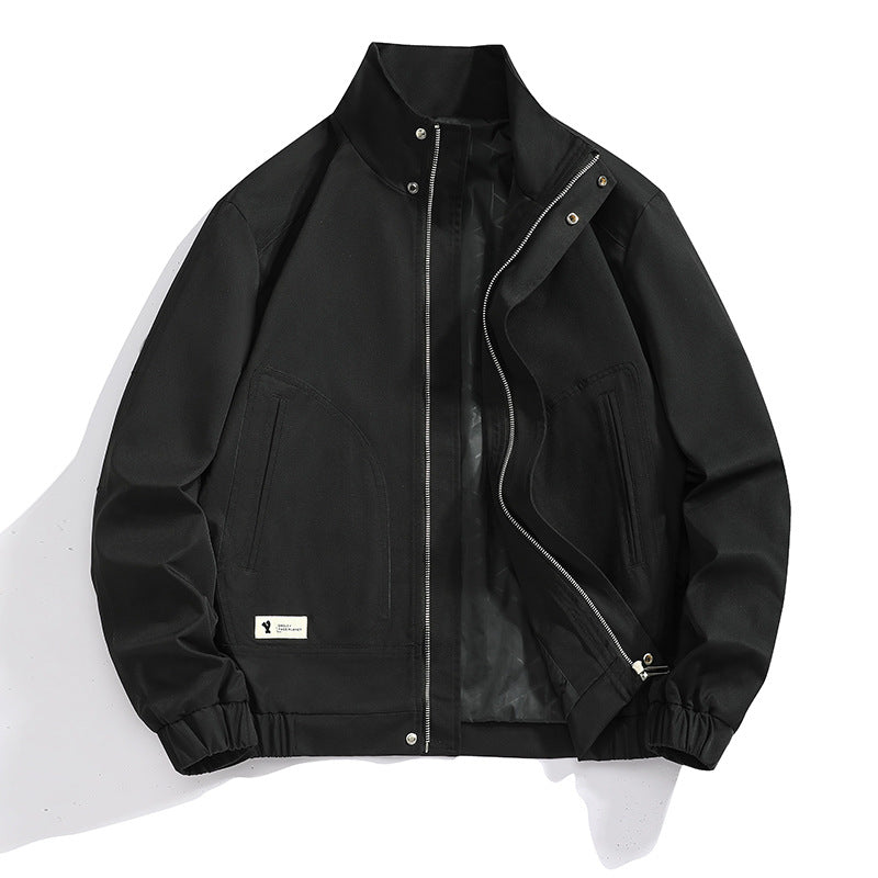 Men's Light Utility Canvas Blouson with Stand Collar and Elastic Cuffs Mune Fashion