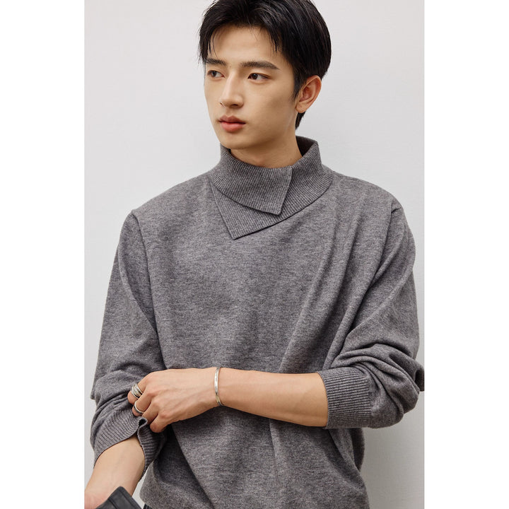 Women's Fashionable Chunky Knit Sweater with High Collar Mune Fashion