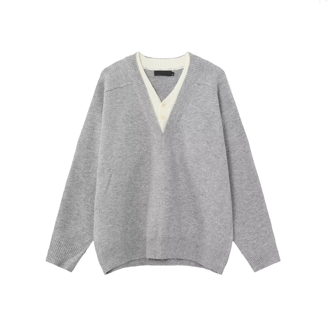 Men's Elegant V-Neck Chunky Knit Sweater Mune Fashion