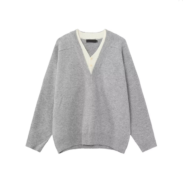 Men's Elegant V-Neck Chunky Knit Sweater Mune Fashion